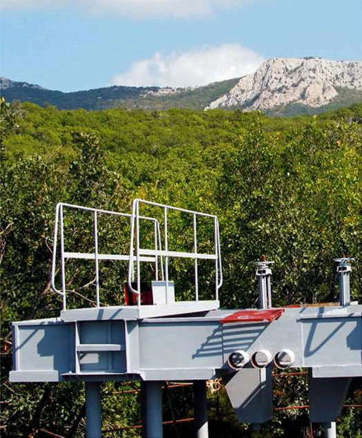 Equipment at the Laspi wastewater treatment plant
